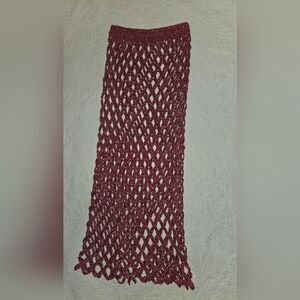 Cult Gaia Pink Crochet Midi Skirt